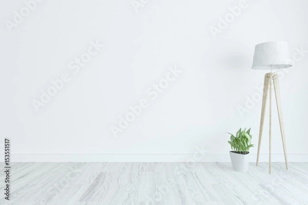 Obraz White empty room. Scandinavian interior design. 3D illustration
