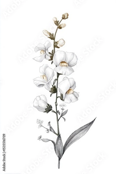 Obraz Elegant White Orchid Flower Illustration on a Clean Background