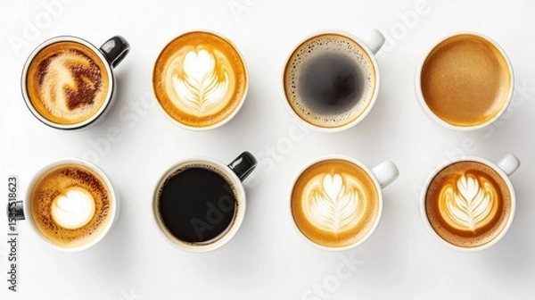 Obraz Diverse Collection of Disposable Coffee Cups Featuring Black Coffee