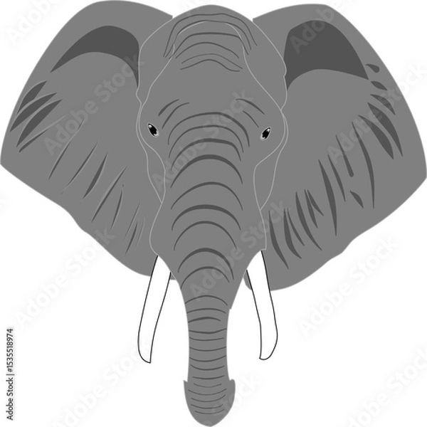 Obraz This stylized elephant head embodies wisdom and strength. Its calm, clean lines are perfect for symbolic art, traditional paper cut-outs, or minimalist graphic designs, conveying a powerful presence