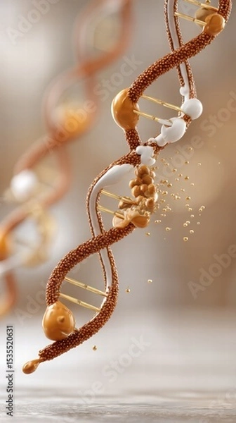 Obraz Intricate Close-Up of Spiraling DNA Helix Structure with Details
