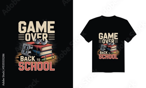 Fototapeta Colorful "game over back to school" t-shirt design - perfect for kids and students