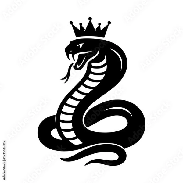 Fototapeta Silhouette of a cobra snake with a crown
