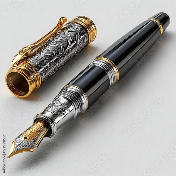 Fototapeta Royal fountain pen with precious inlays high resolution image