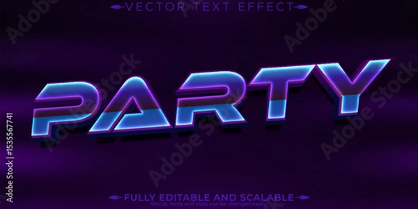 Fototapeta Music club text effect, editable party and disco text style