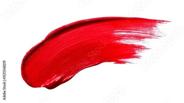 Fototapeta Bright red paint stroke on a white background. This artistic texture showcases bold color and creativity. Perfect for design projects or art illustrations. Capture the essence of creativity. AI