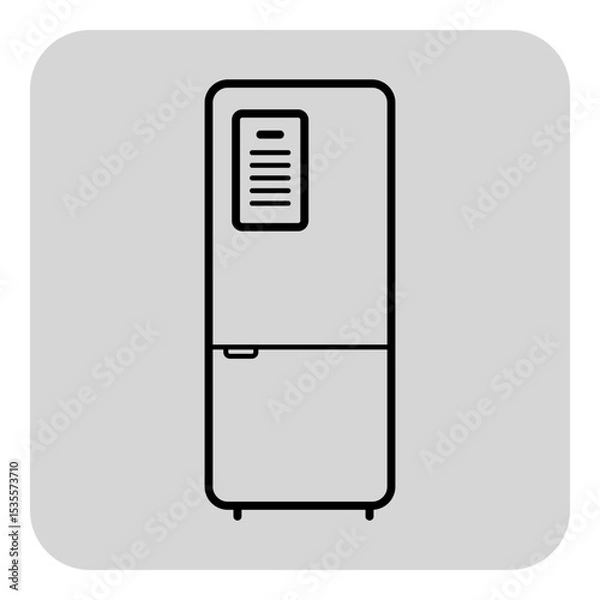 Obraz Line icon of refrigerator against minimalist gray background. Modern home appliances concept. Ideal for kitchen-related projects
