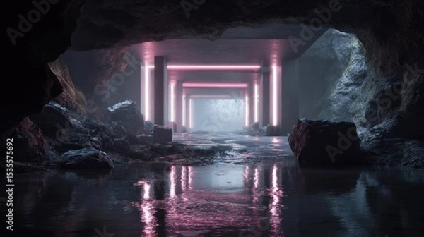 Fototapeta Cave neon path