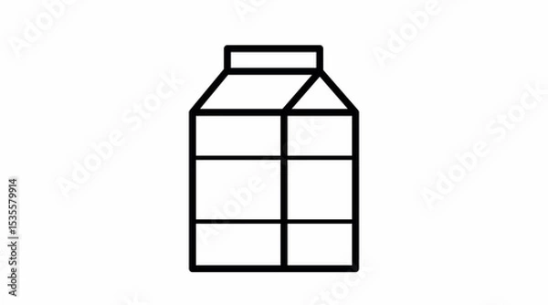 Fototapeta Milk Box Icon. Vector isolated editable black and white simple illustration of a milk box