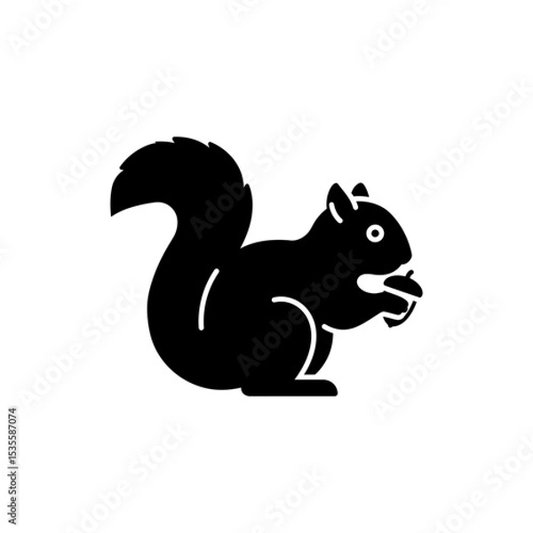 Obraz Squirrel Chewing Acorn Wildlife Forest Animal Icon