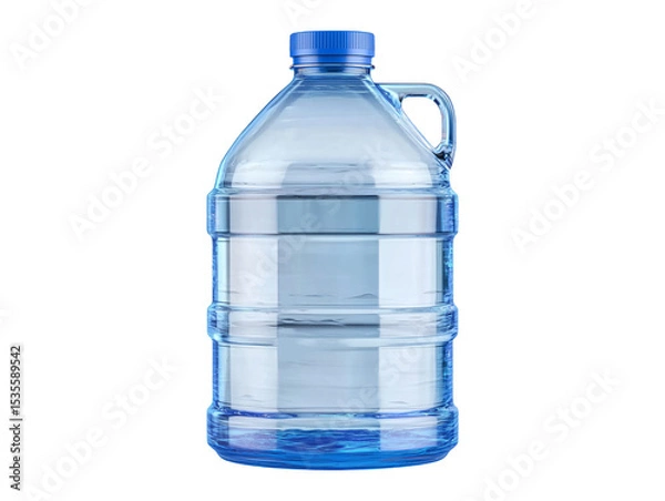 Obraz Large plastic water bottle with blue cap isolated on transparent or white background, png