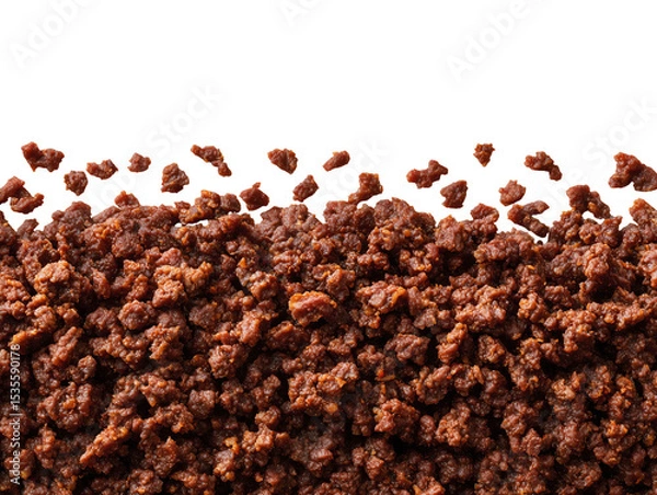 Obraz Flying falling ground beef isolated on transparent or white background, png