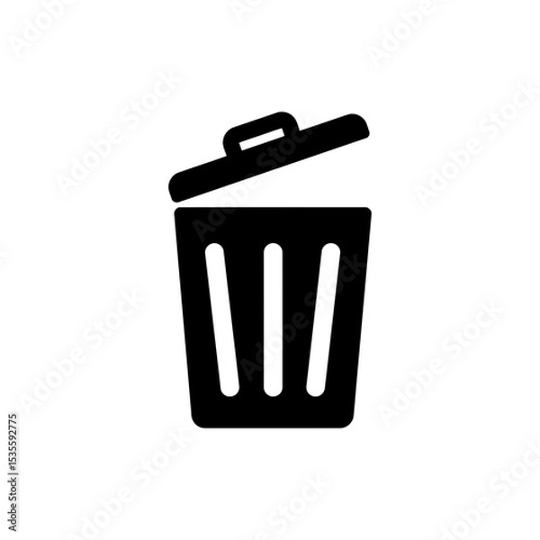 Fototapeta Open trash can with lifted lid and empty container bin