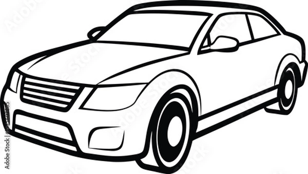 Obraz A sleek, luxurious black sports car vector illustration showcases a fast, powerful, and expensive automobile design