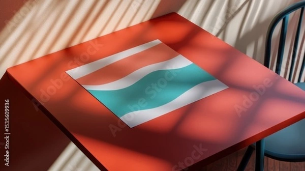 Obraz Colorful Abstract Composition with Soft Shapes on a Bright Table in Natural Light Casting Shadows