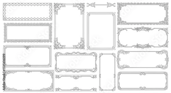 Fototapeta Elegant Collection of Ornamental Frames and Borders Vector Graphics