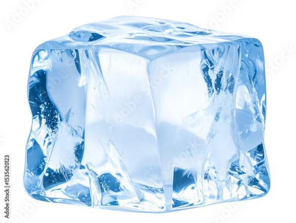 Fototapeta Arctic Ice Block Close-Up with Crystal Texture, Transparent Background  