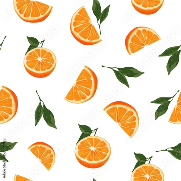 Obraz Semaless orange pattern for packages. Oranges vector pattern.