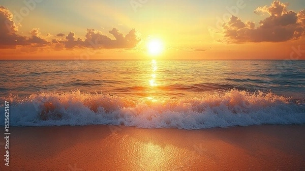 Fototapeta Tranquil Beach Scene with Ocean Waves