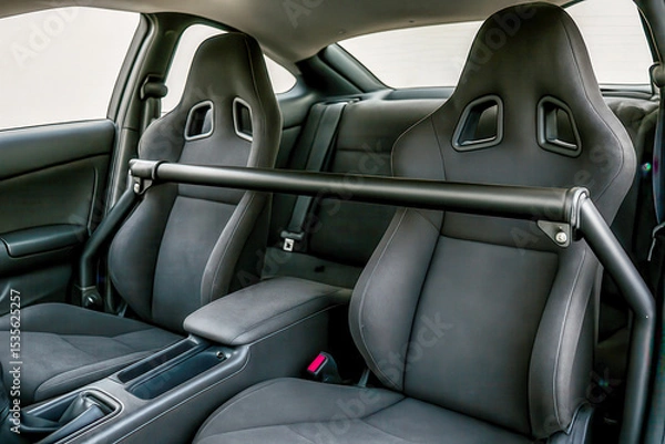 Fototapeta Harness bar reinforcing back seats of tuned sports car
