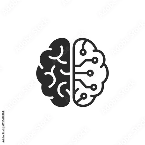 Obraz brain and circuit combined vector icon