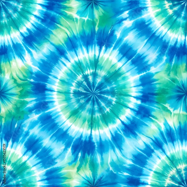Obraz Tie Dye in Turquoise and Seafoam Blue Swirl