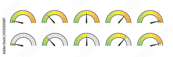 Obraz Speedometer icons set. Dashboard performance indicator sign