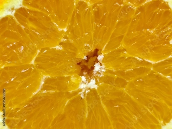 Fototapeta Closeup view of a freshly sliced orange fruit.