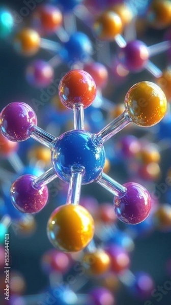 Fototapeta Colorful Molecule Structure with Balls