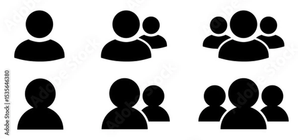 Obraz People icon set. User avatar sign. Profile person. Group of people, a crowd