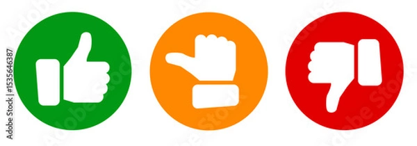 Obraz Valuation thumbs button. Like neutral dislike