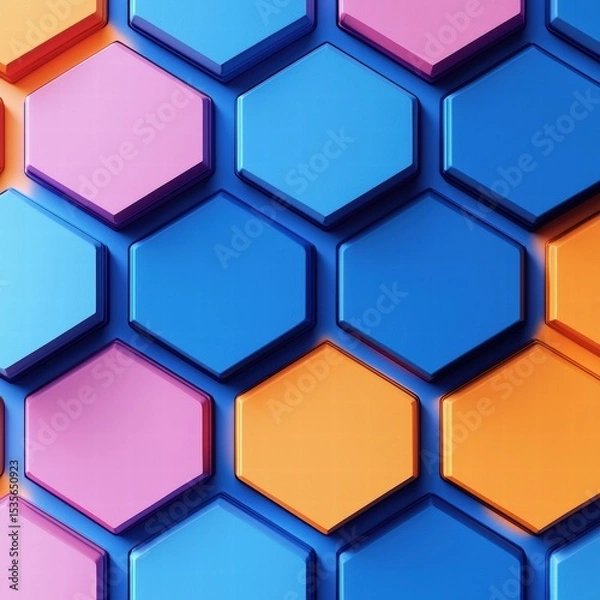 Fototapeta Colorful Background Design with Geometric Hexagon Shapes