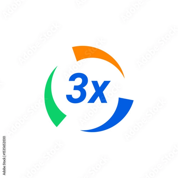 Obraz Triple action 3x icon logo badge