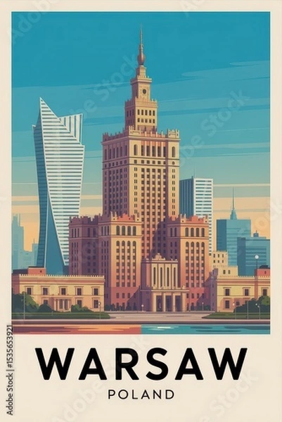 Obraz Retro Warsaw Travel Poster