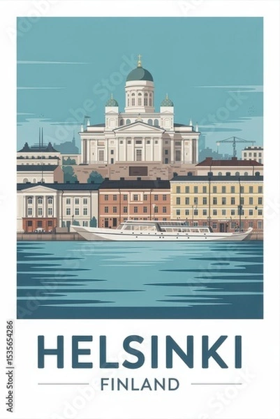 Obraz Retro Helsinki Travel Poster