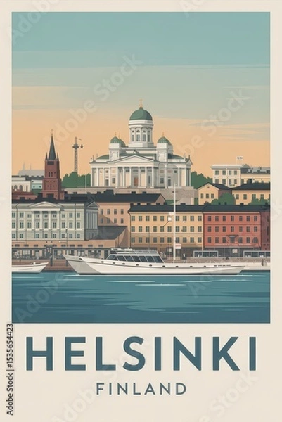 Obraz Retro Helsinki Travel Poster