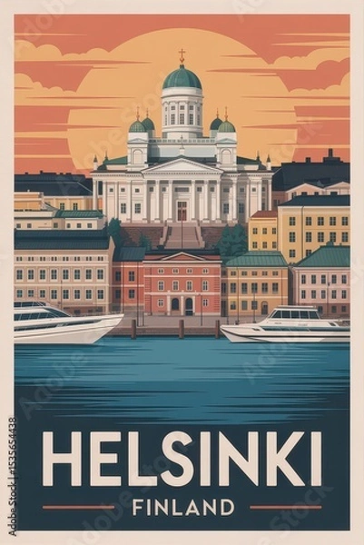 Obraz Retro Helsinki Travel Poster