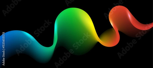 Obraz Abstract vector wavy lines flowing smooth curve black colorful spectrum light gradient isolated on black background in concept of technology, science, music, modern.
