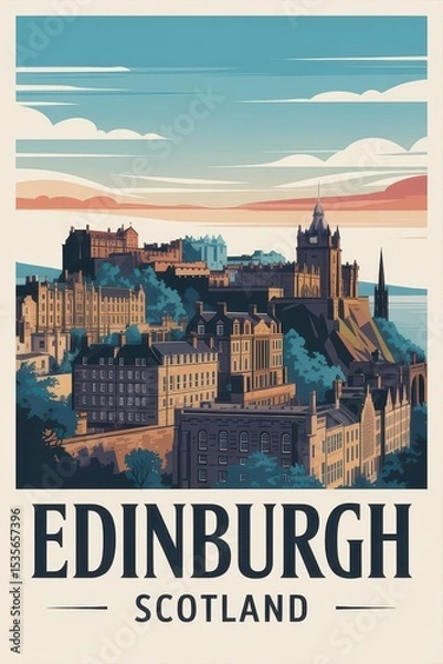 Obraz Edinburgh Retro Travel Poster