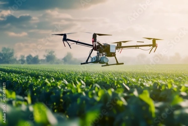 Obraz Drone above agricultural field closeup
