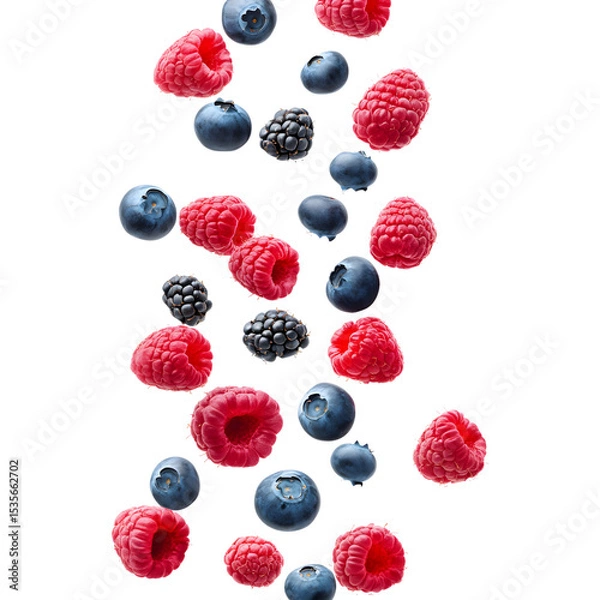Obraz raspberry and blueberry