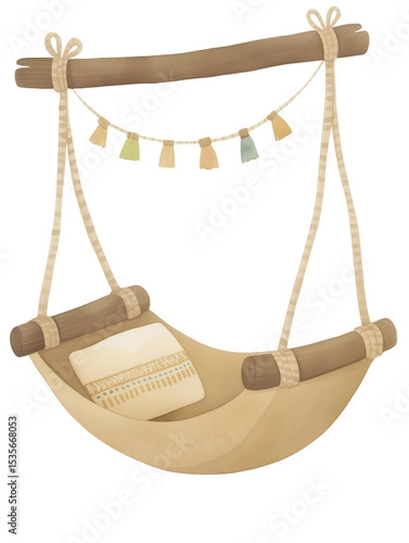Fototapeta Cozy Hanging Hammock Illustration on a White Background
