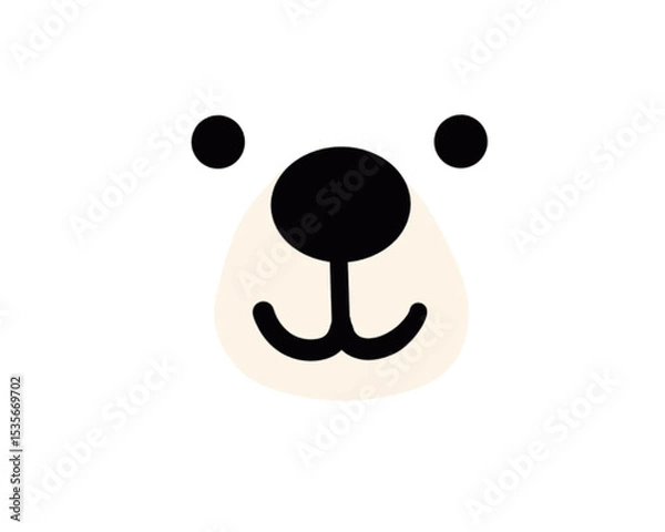 Obraz Vector flat cartoon polar bear face isolated on white background