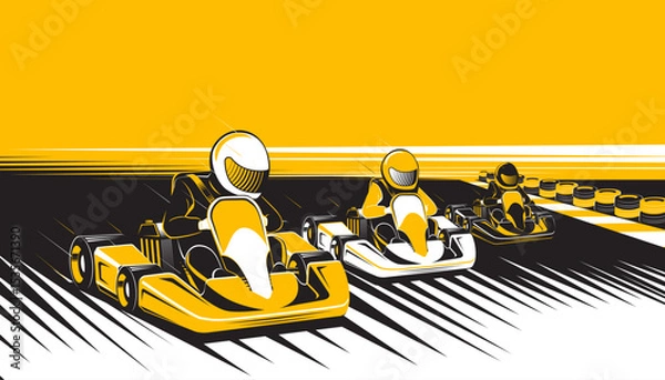 Fototapeta Go kart racing game competition. Karting tournament
