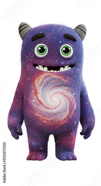 Fototapeta Illustration of a Smiling Galaxy Monster on Black Background png, isolated on trasparent background