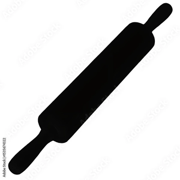 Fototapeta black Rolling Pin vector isolated on white background