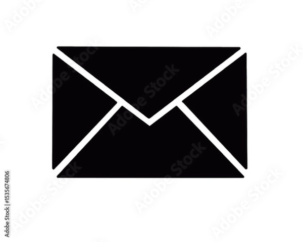 Fototapeta Vector black and white envelope icon. Simple envelope icon image for print, web isolated on white background. Envelope icon for apps. Vector graphic envelope design element. Clipart
