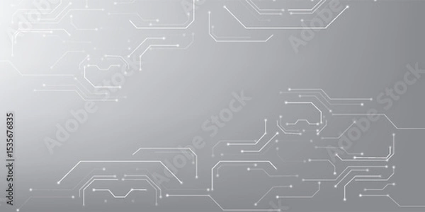 Fototapeta Grey white Abstract technology background, Hi tech digital connect, communication, high technology concept, science, technology background