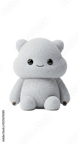 Fototapeta Cute Fluffy White Bear 3D Render on Black Background png, isolated on trasparent background