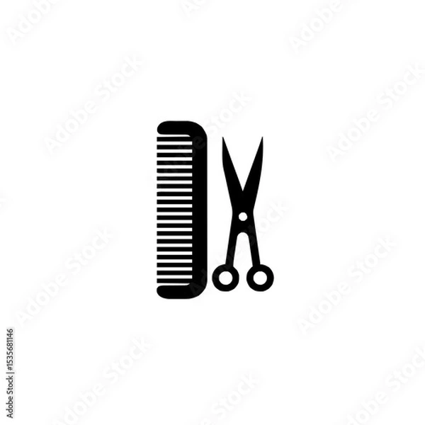 Fototapeta Stylish Modern Barber Icon with Scissors and Comb